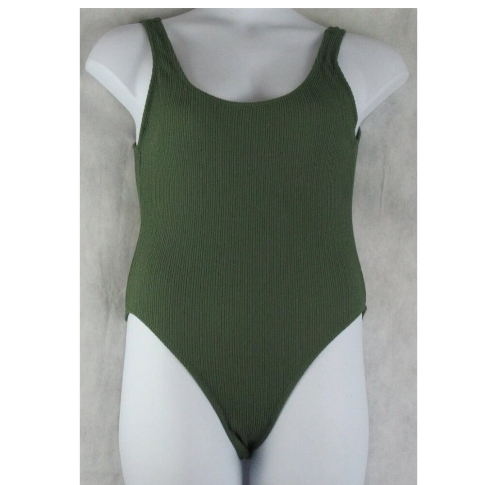 NWT COTTON ON Body Women's Low-Back Cheeky One-Piece Swimsuit, Dark Green